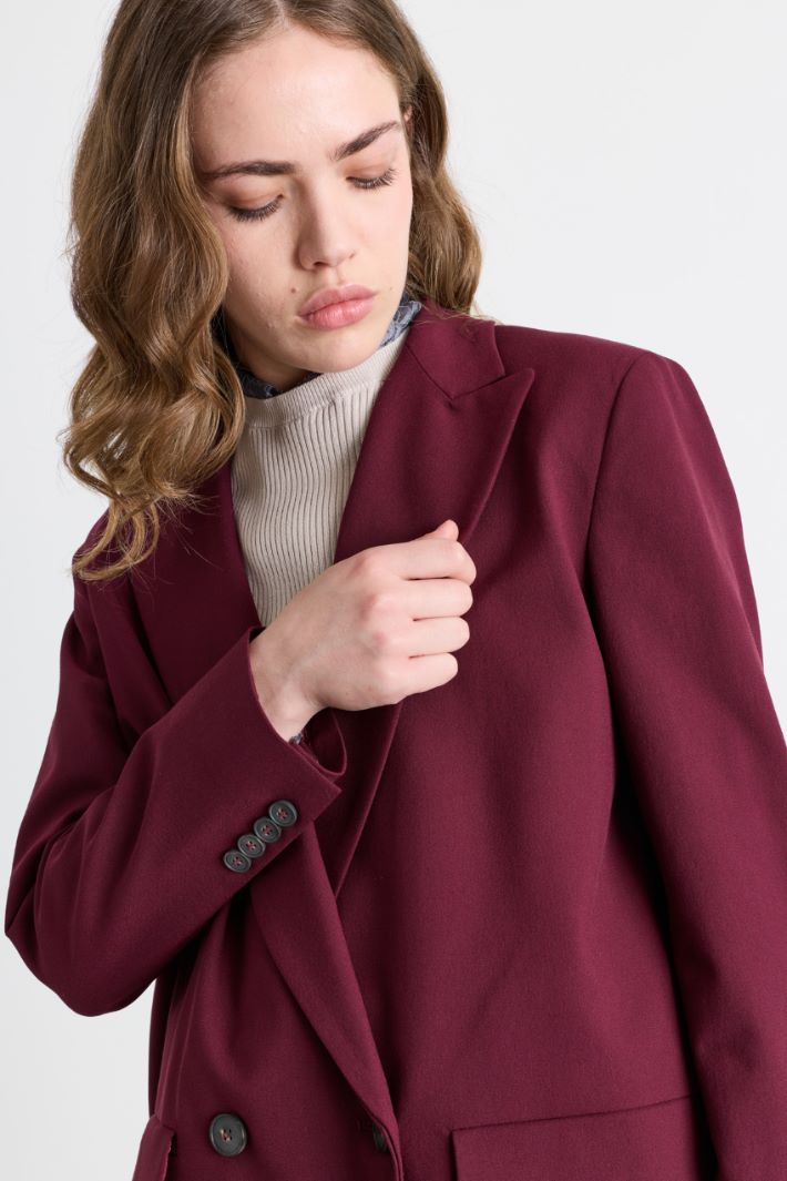 Double-breasted peak lapel blazer - BORDEAUX - Intrend - 3