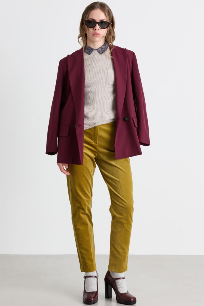 Double-breasted peak lapel blazer - BORDEAUX - Intrend