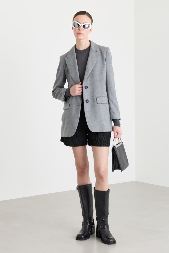 Peak lapel blazer - GREY - Intrend