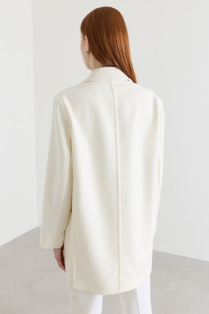 Manteau croisé en drap de laine - BLANC - Intrend - 4
