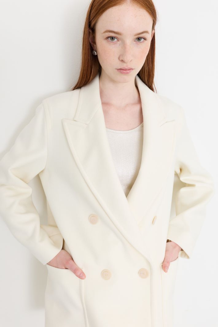 Manteau croisé en drap de laine - BLANC - Intrend - 3
