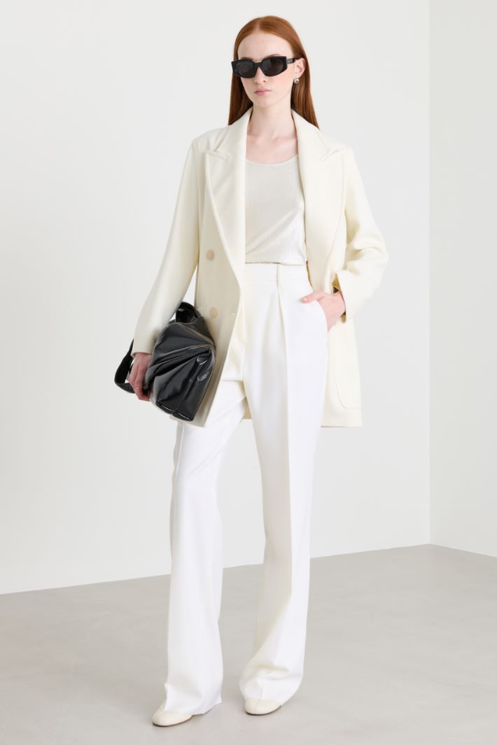 Manteau croisé en drap de laine - BLANC - Intrend