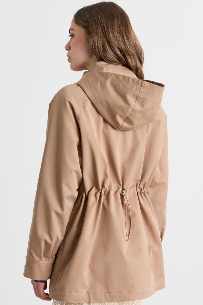 Hooded Gabardine Jacket - BEIGE - Intrend - 4
