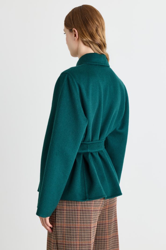 Cappotto in drap con cintura - VERDE - Intrend - 4