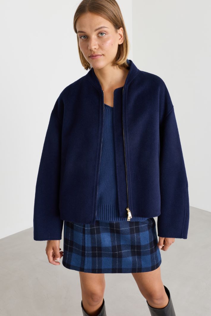 Bomber con full zip - BLU - Intrend - 2
