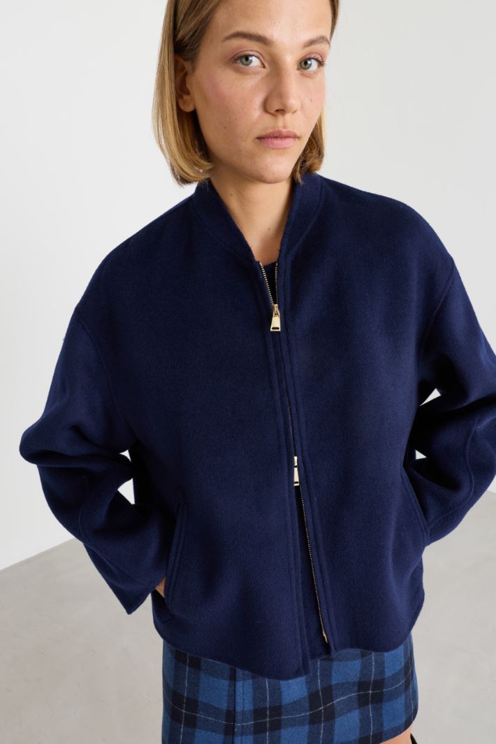 Bomber con full zip - BLU - Intrend - 3
