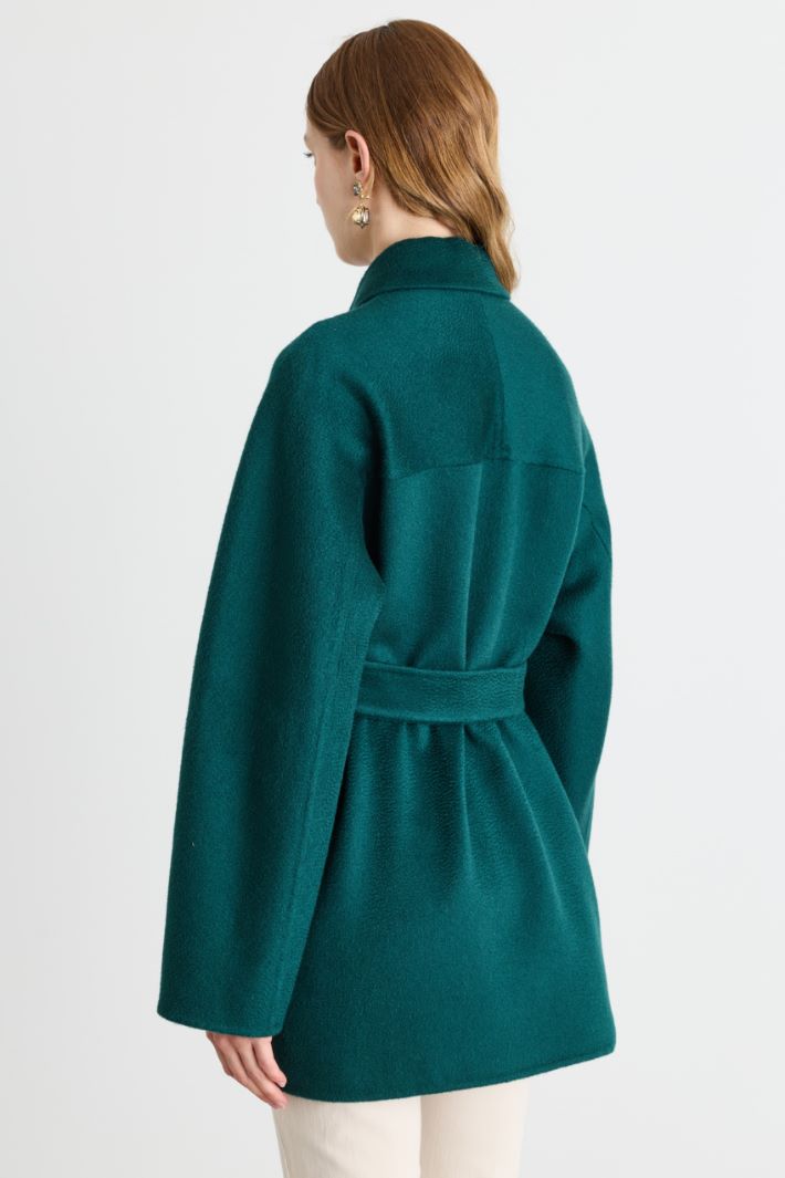 Double-Faced Cashmere Coat - GREEN - Intrend - 4