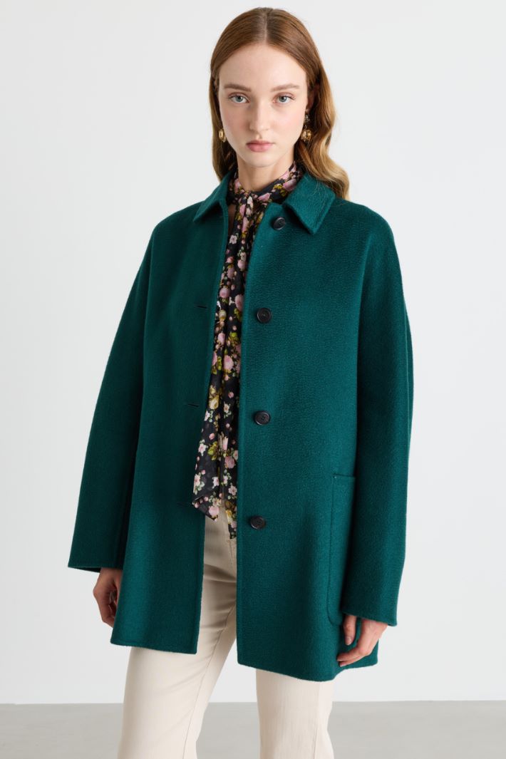 Double-Faced Cashmere Coat - GREEN - Intrend - 2