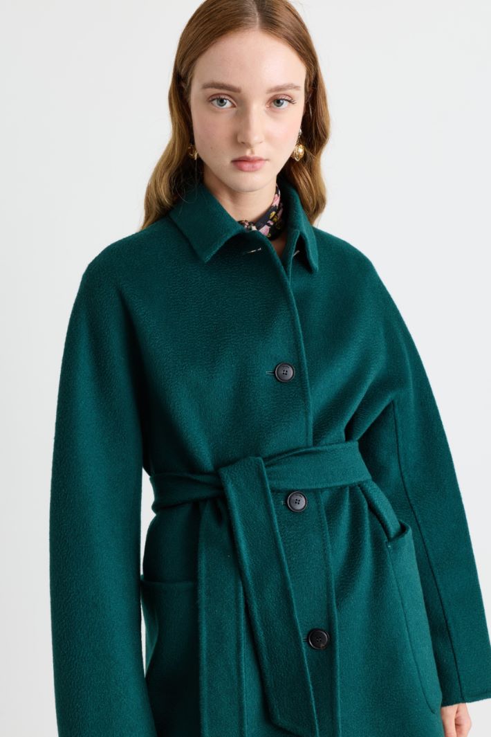 Double-Faced Cashmere Coat - GREEN - Intrend - 3