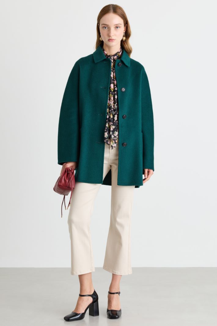 Double-Faced Cashmere Coat - GREEN - Intrend