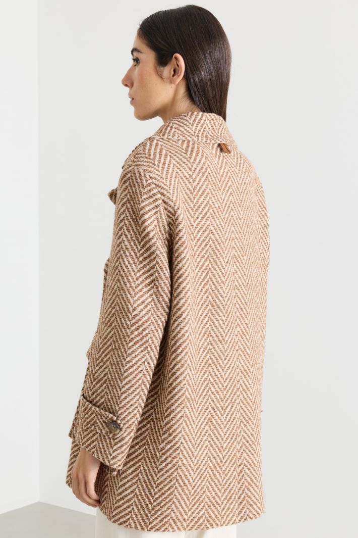 Double-breasted coat with cuff tabs - CAMEL WHITE - Intrend - 4