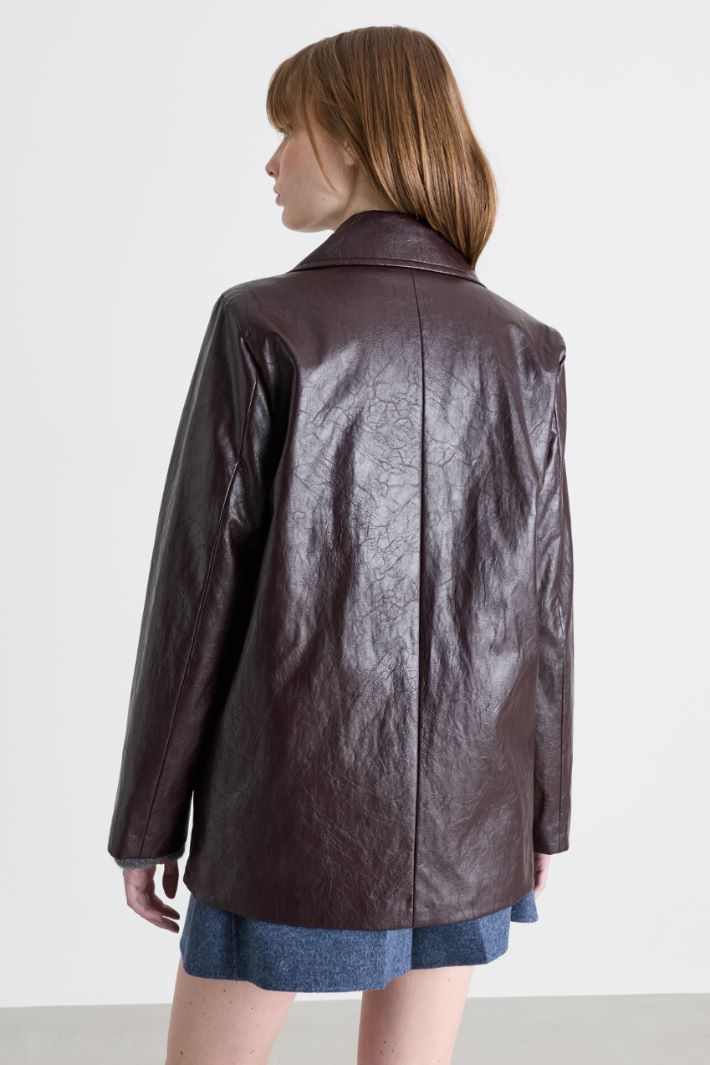 Coated Fabric Trench Coat - BROWN - Intrend - 4