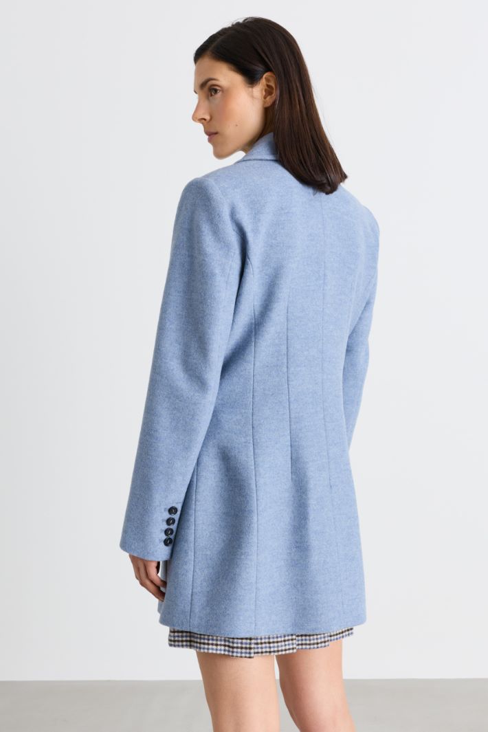 Cappotto doppiopetto in panno - AZZURRO - Intrend - 4