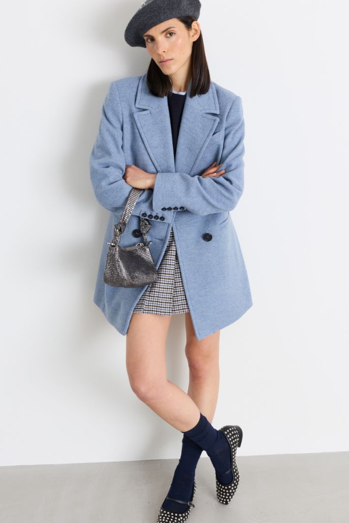 Cappotto doppiopetto in panno - AZZURRO - Intrend - 2