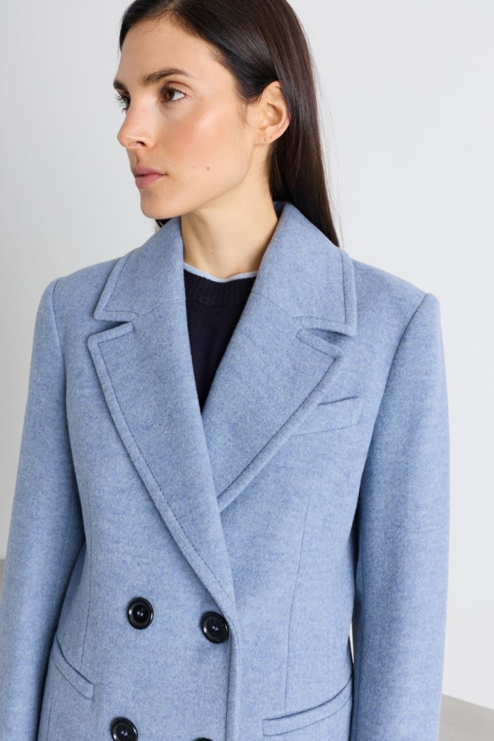 Cappotto doppiopetto in panno - AZZURRO - Intrend - 3