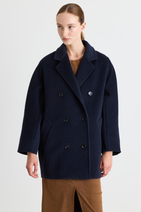 Cappotto cocoon in beaver di lana