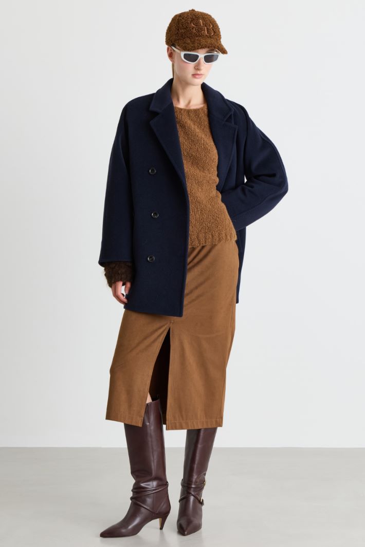 Beaver cocoon coat - BLUE - Intrend