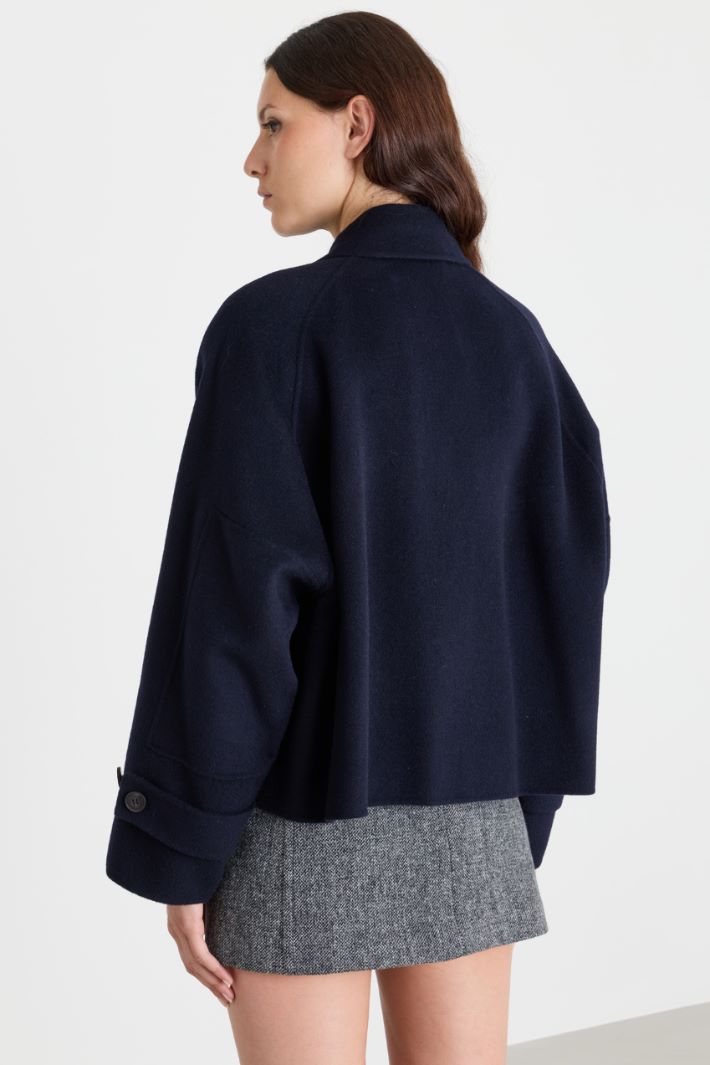 Cappotto crop in drap - BLU - Intrend - 4