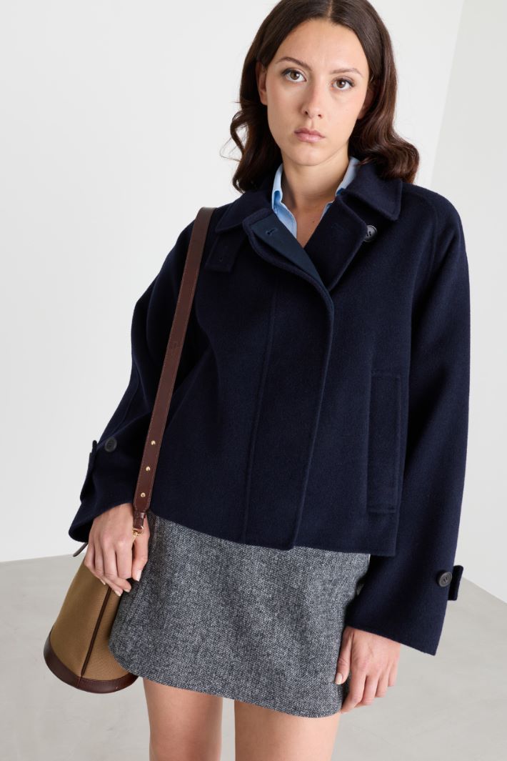 Cappotto crop in drap - BLU - Intrend - 2