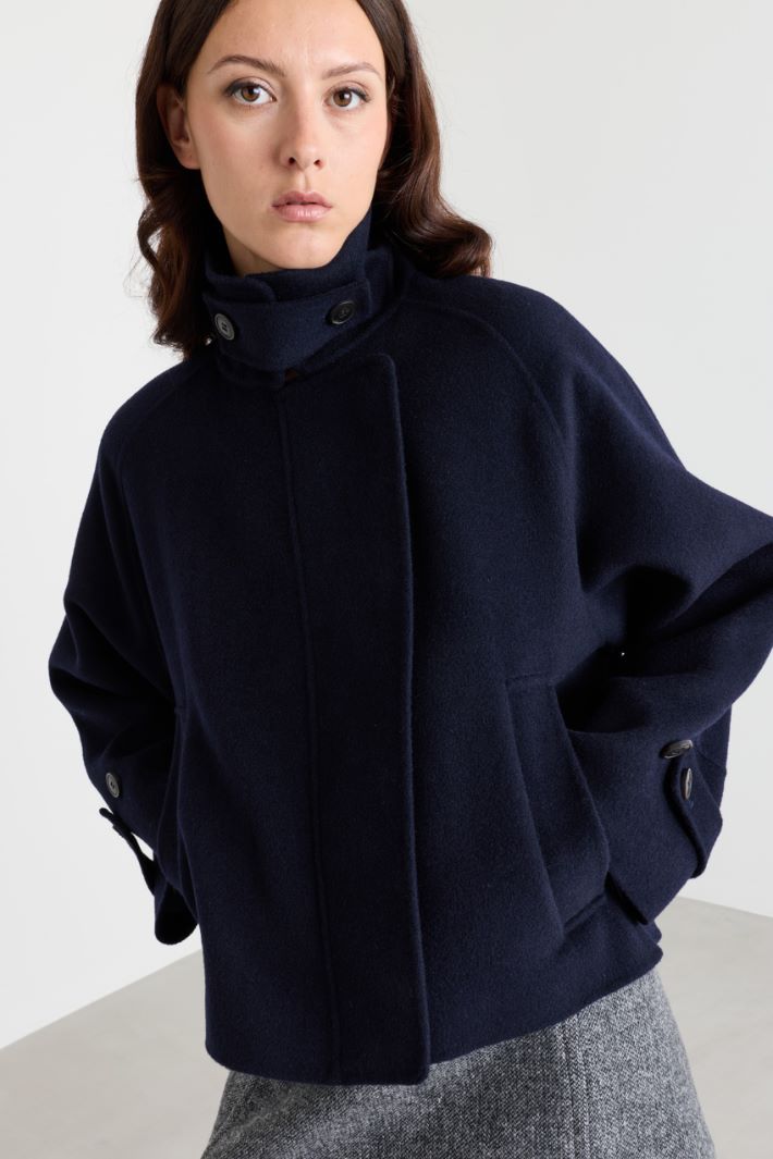 Cappotto crop in drap - BLU - Intrend - 3