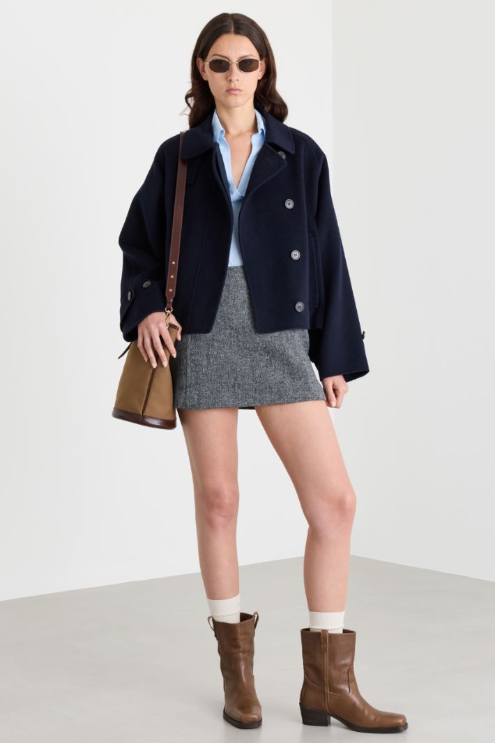 Cappotto crop in drap - BLU - Intrend