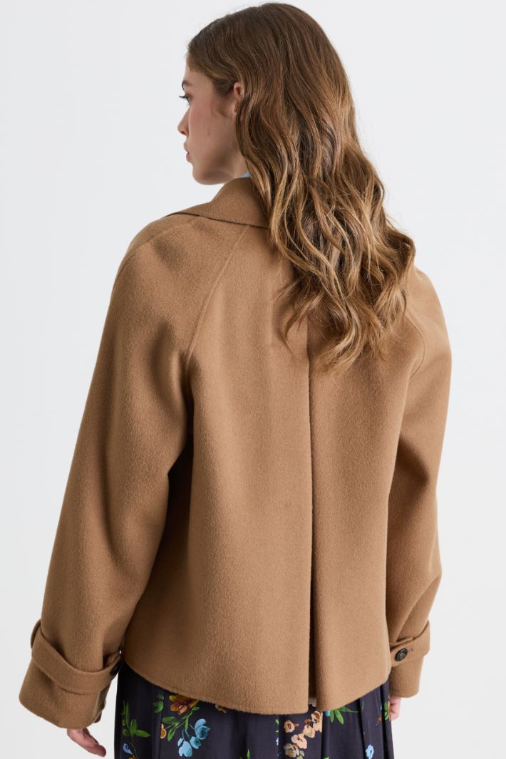 Short double-breasted coat in double-faced wool - BROWN - Intrend - 4