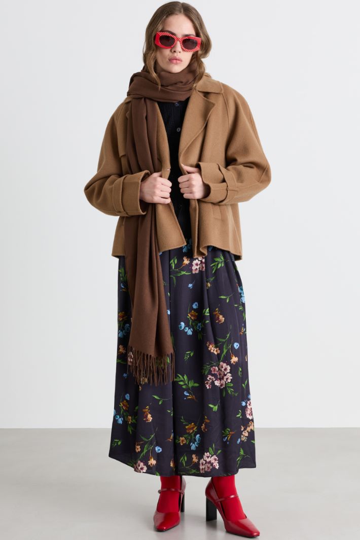 Short double-breasted coat in double-faced wool - BROWN - Intrend