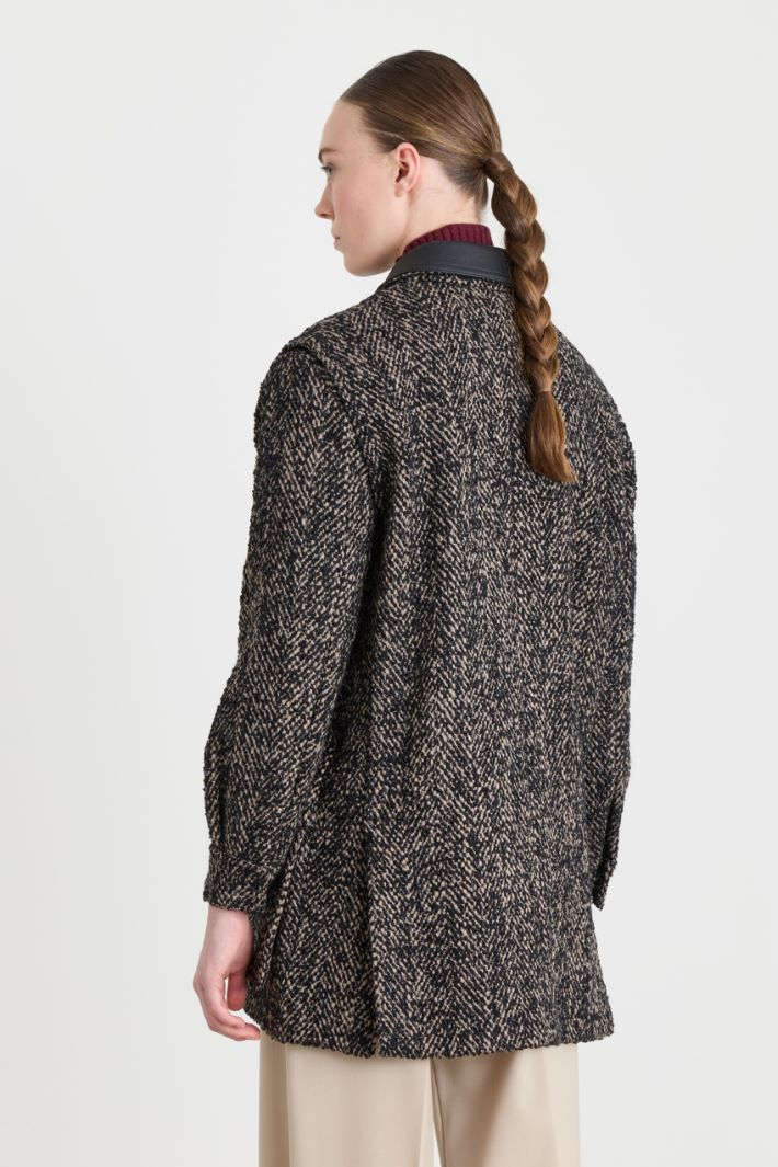 Manteau court en tweed - MARRON - Intrend - 4