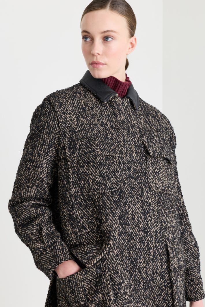 Manteau court en tweed - MARRON - Intrend - 3