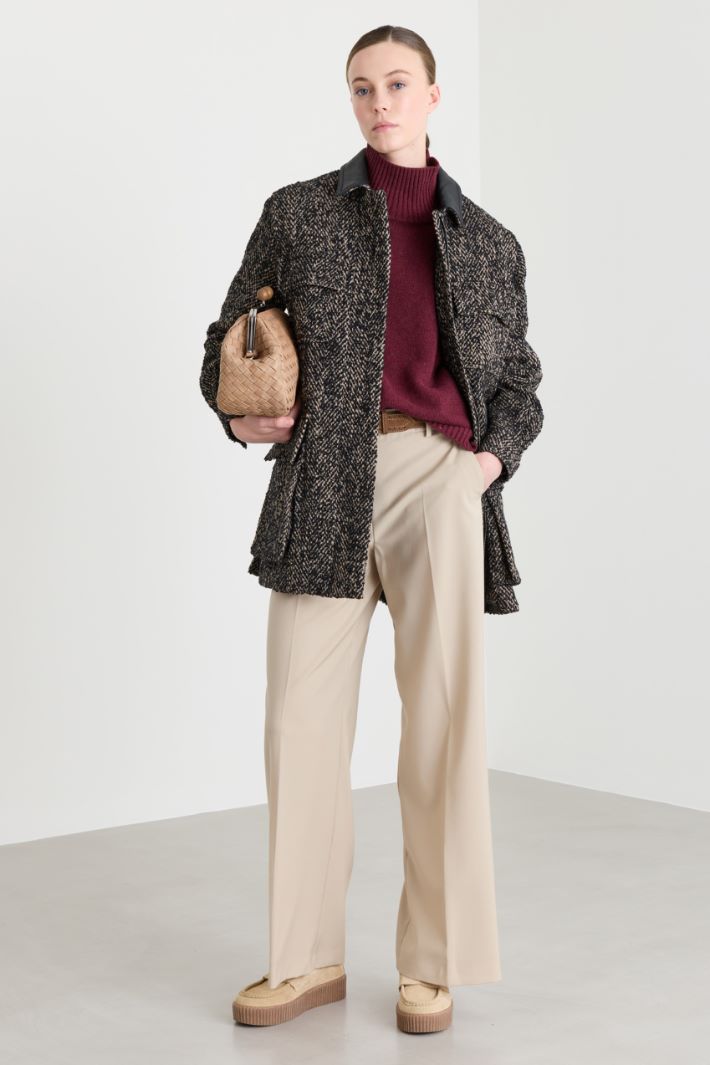 Manteau court en tweed - MARRON - Intrend