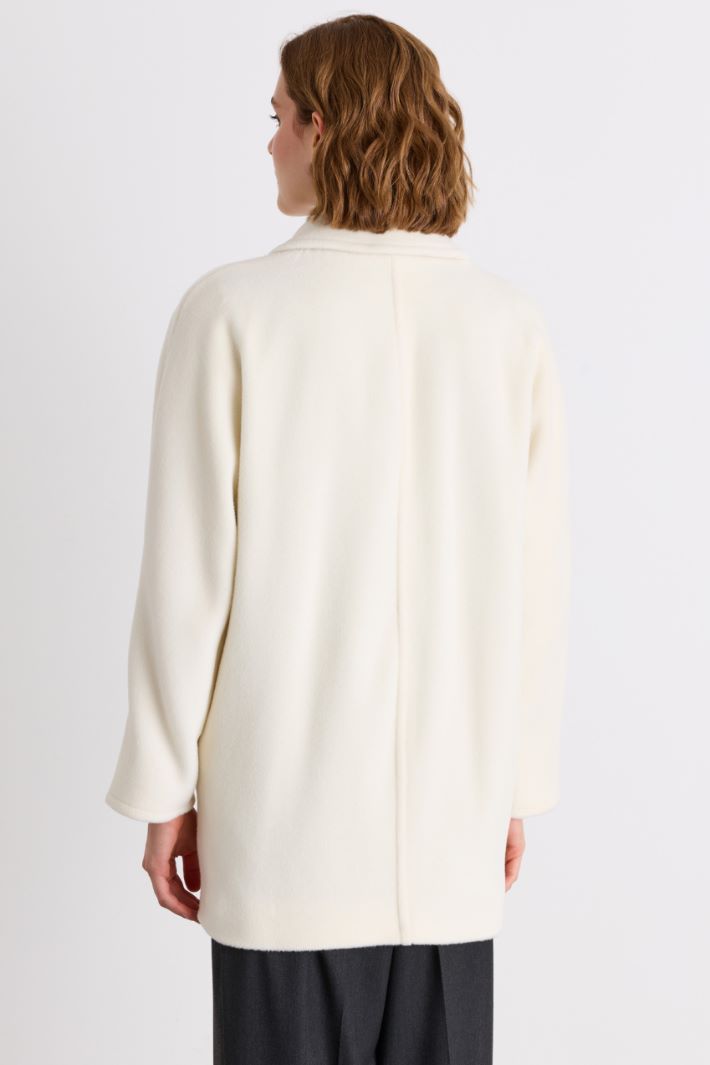 Pure beaver wool short double-breasted coat - WHITE - Intrend - 4