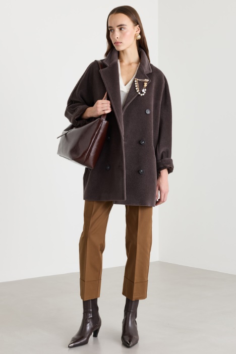 Pure beaver wool short double-breasted coat - Intrend