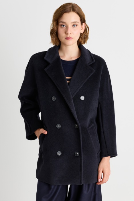Cappotto caban in beaver di pura lana