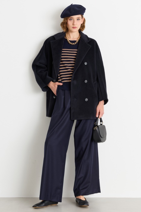 Pure beaver wool short double-breasted coat - Intrend
