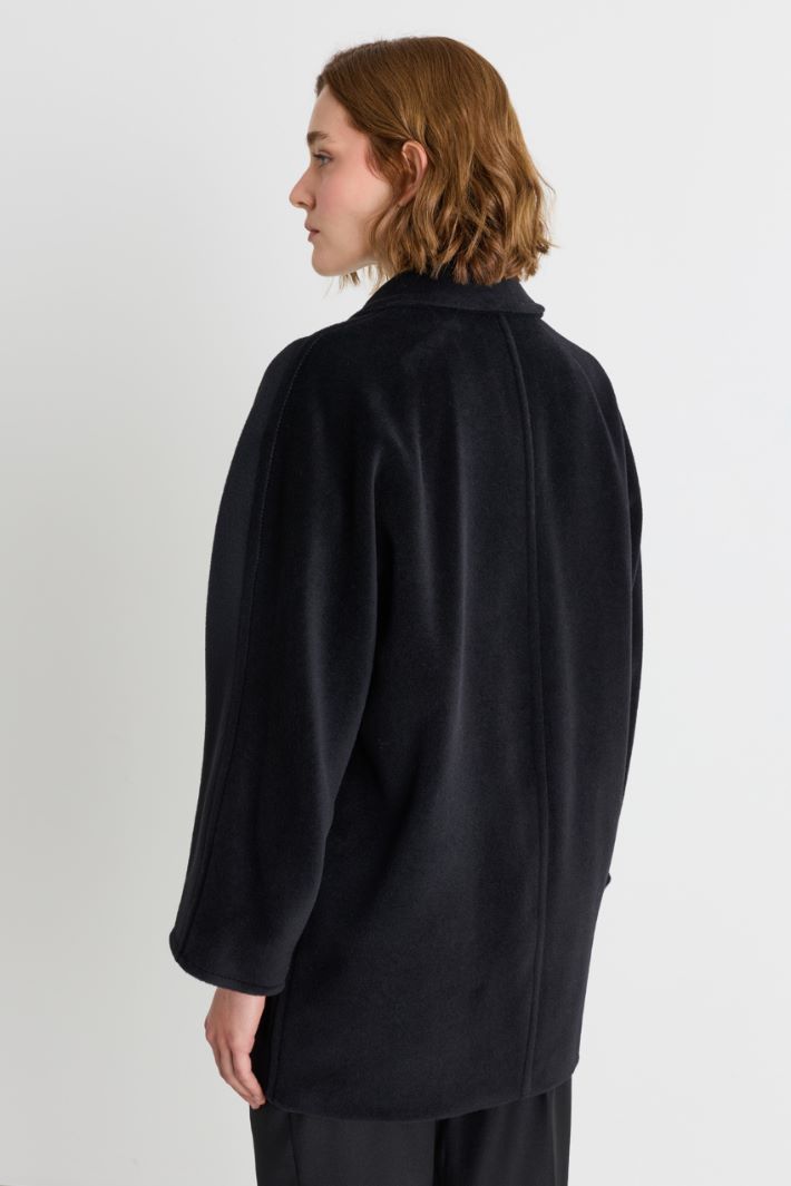 Pure beaver wool short double-breasted coat - BLACK - Intrend - 4
