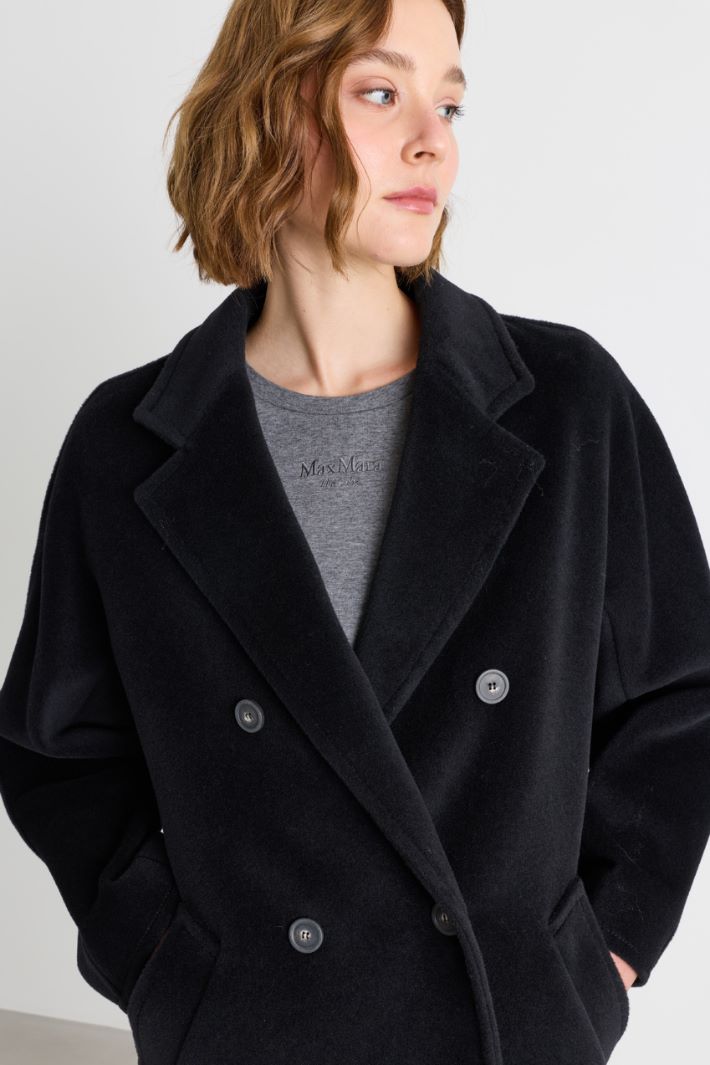 Pure beaver wool short double-breasted coat - BLACK - Intrend - 3