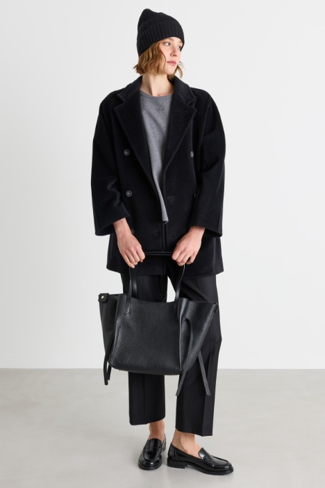 Pure beaver wool short double-breasted coat - Intrend