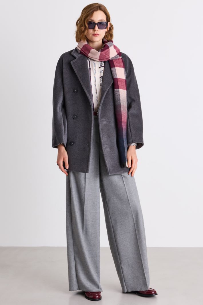 Pure beaver wool short double-breasted coat - GREY - Intrend
