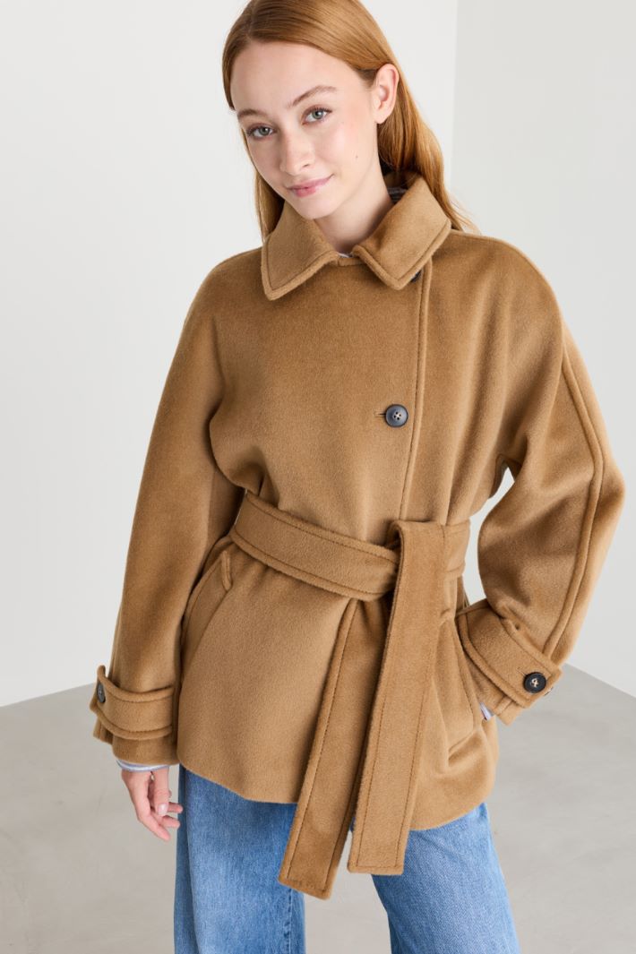 Belted coat - CAMEL - Intrend - 3