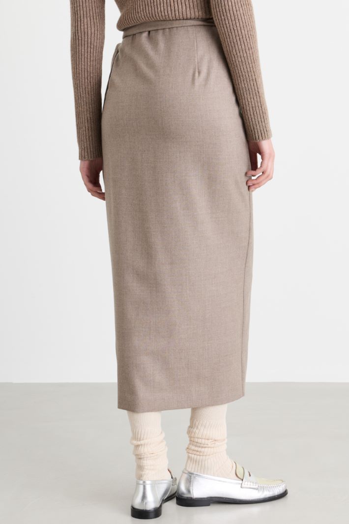 Long wrap skirt - BEIGE - Intrend - 4