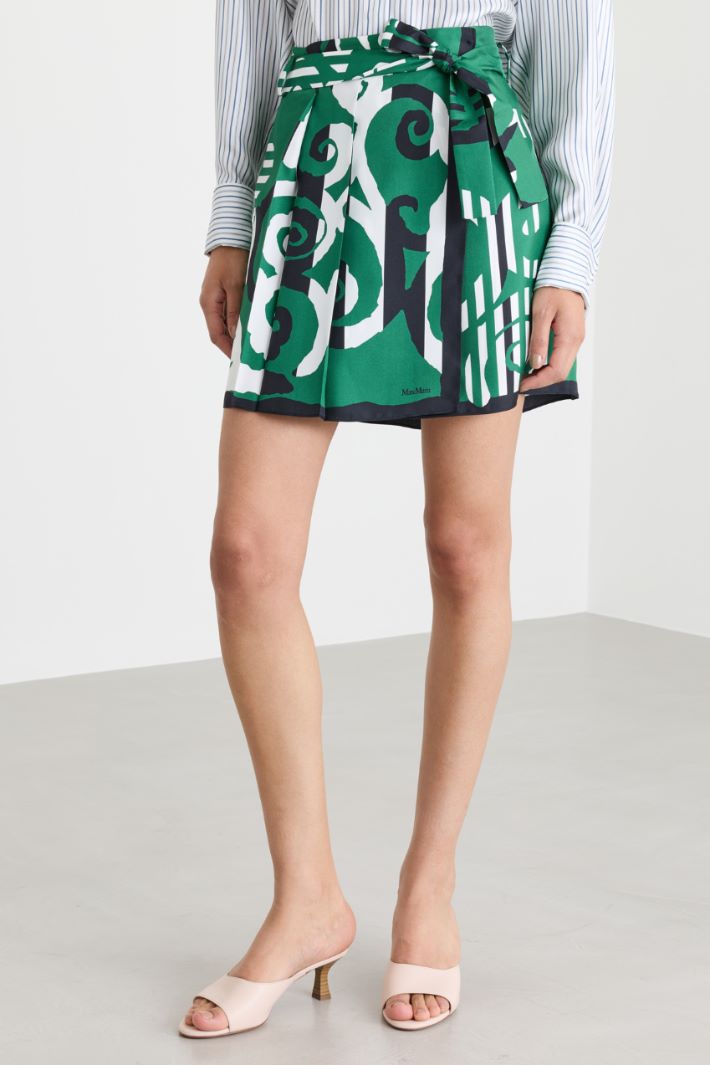 Minigonna stampata con cintura - VERDE - Intrend - 2
