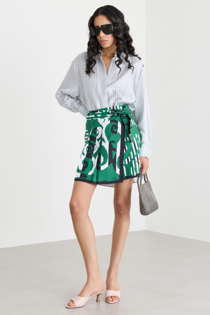 Minigonna stampata con cintura - VERDE - Intrend