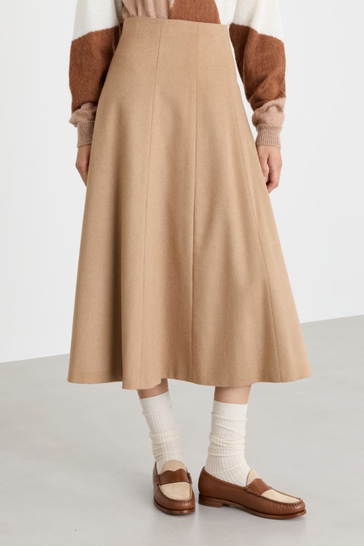 Flared Drap Skirt - CAMEL - Intrend - 2
