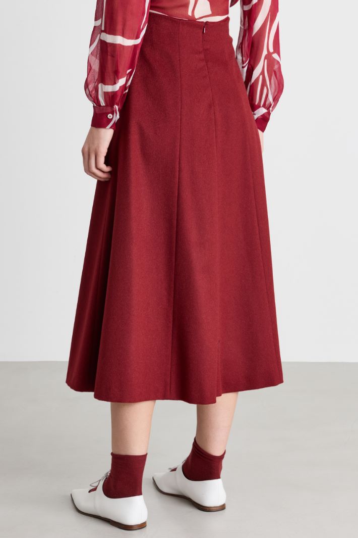 Flared Drap Skirt - BORDEAUX - Intrend - 4