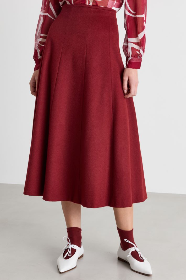 Flared Drap Skirt - BORDEAUX - Intrend - 2