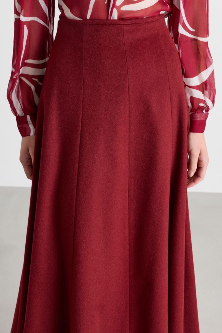 Flared Drap Skirt - BORDEAUX - Intrend - 3