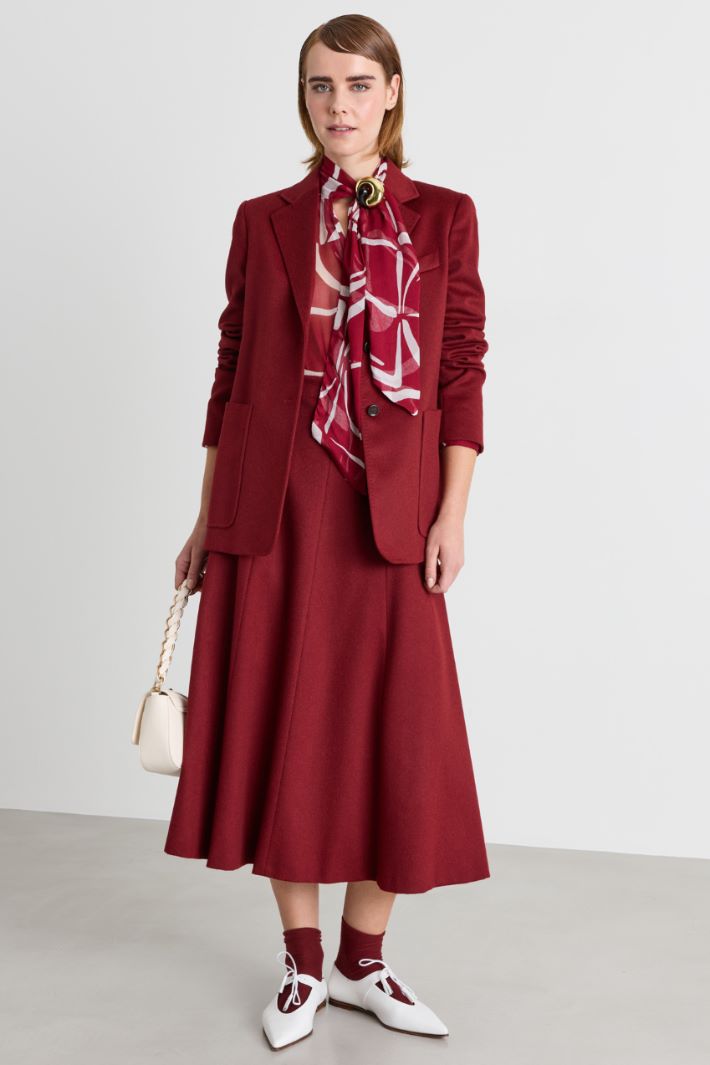 Flared Drap Skirt - BORDEAUX - Intrend