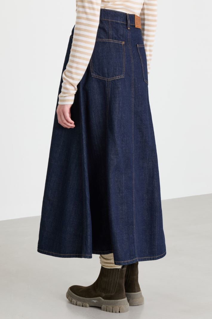 Panelled flared skirt - BLUE - Intrend - 4