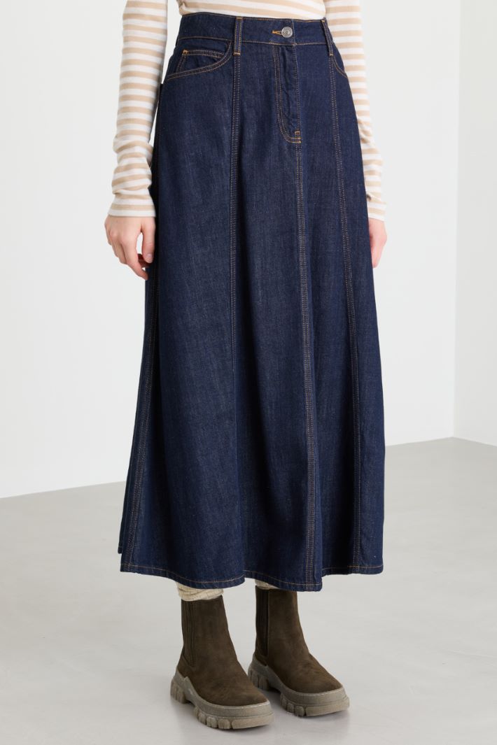 Panelled flared skirt - BLUE - Intrend - 2