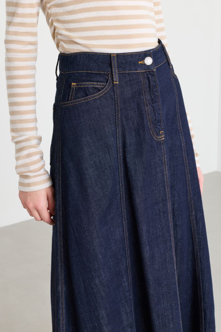 Panelled flared skirt - BLUE - Intrend - 3